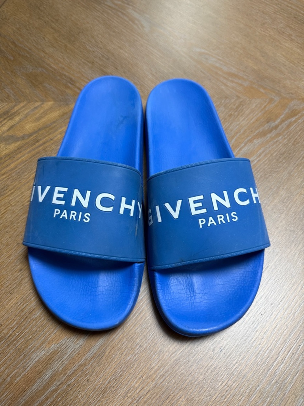 Givenchy Blue Slide Sandals with White Logo